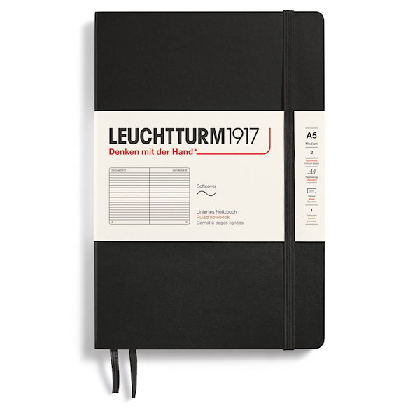 Notatbok A5 Myk Linjert Svart Leuchtturm1917