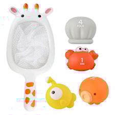 Tub Fun! Badlek, Fiskeset Giraff med Håv, 5 delar