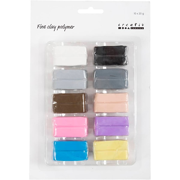 Fin Polymerleire, pastellfarger, 10x20 g/ 1 pk.