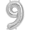 Sifferballong, Rico, "9", Silver, 36 cm.