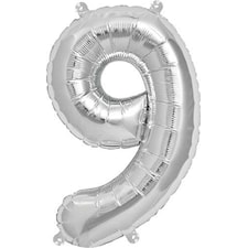 Sifferballong, Rico, "9", Silver, 36 cm.