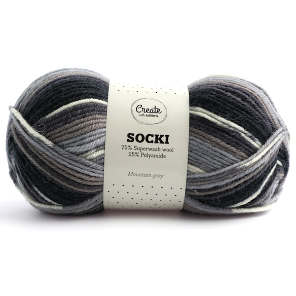 Adlibris Socki Garn Ullmix 100g Mountain Grey B009