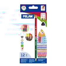 12 kolmikulmaista kaksipuolista värikynää MILAN