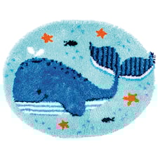Broderikit Ryamatta Whales Fun 70 x 56 cm Vervaco