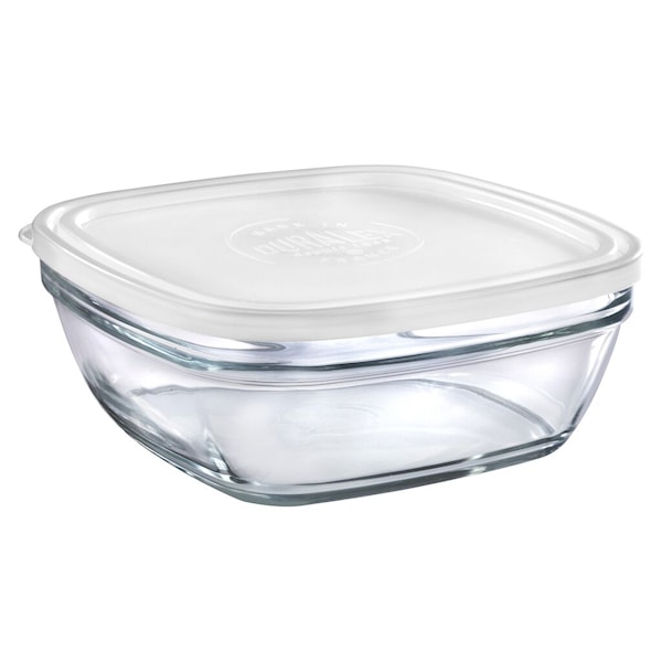 Glasskål m/plastlokk, 20 cm, Klar, Duralex