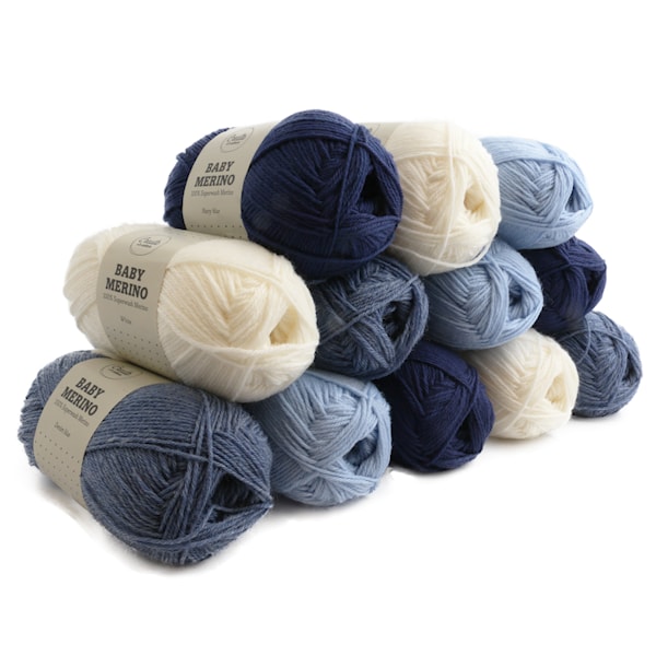 Garnpakke Babymerino, 12pk, Adlibris, 50 g, Blue & White