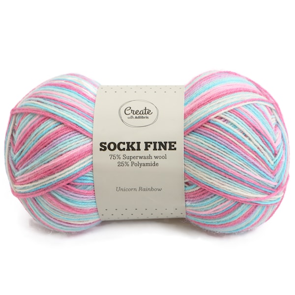 Adlibris Socki Fine 100g Unicorn Rainbow B091