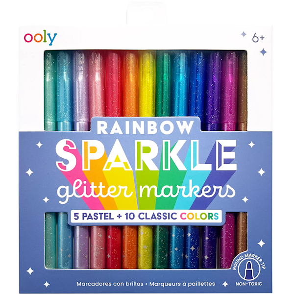 Rainbow Sparkle glittermarkører 15stk