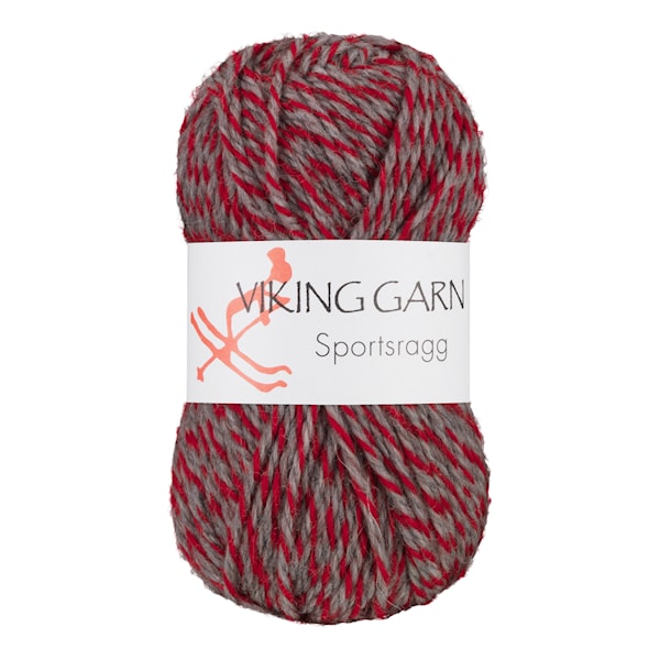 Sportsragg 50 g gå/rød 560 Viking Garn