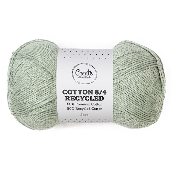 Cotton 8/4 Garn 100 g Recycled Sage A799 Adlibris