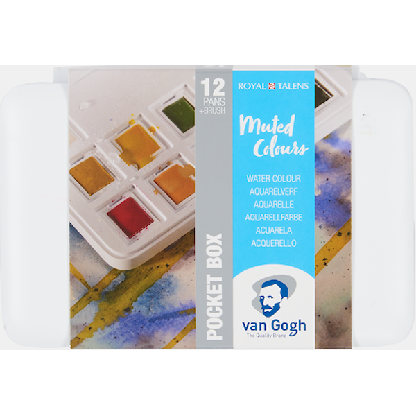 Van Gogh Akvarellfarge Pocket Box 'Duse Farger' halvkopp med 12 farger