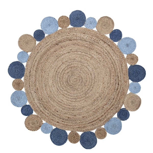 Bloomingville Matta Jute D 120 cm Blå - barnmattor Bloomingville Matta Jute D 120 cm Blå - barnmattor