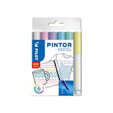 Pintor - Set Pastel Mix -x6- Fine - Sininen Keltainen Violetti Vihreä Pinkki Valkoinen