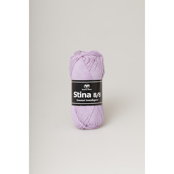 Stina 8/8 Garn Bomull 50 g lys lilla 261 Svarta Fåret